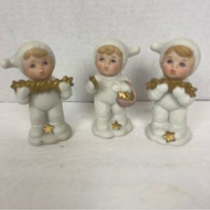 Vintage 3-Homco Snowbabies figurines with gold stars ⭐️